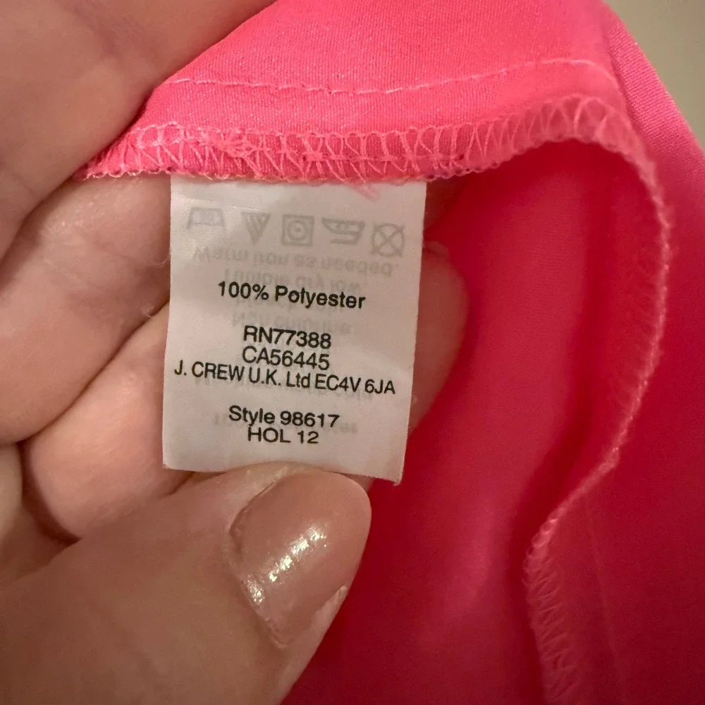 J. Crew Bright Pink Puff Sleeve Keyhole Back Blouse Womens‎ Size S